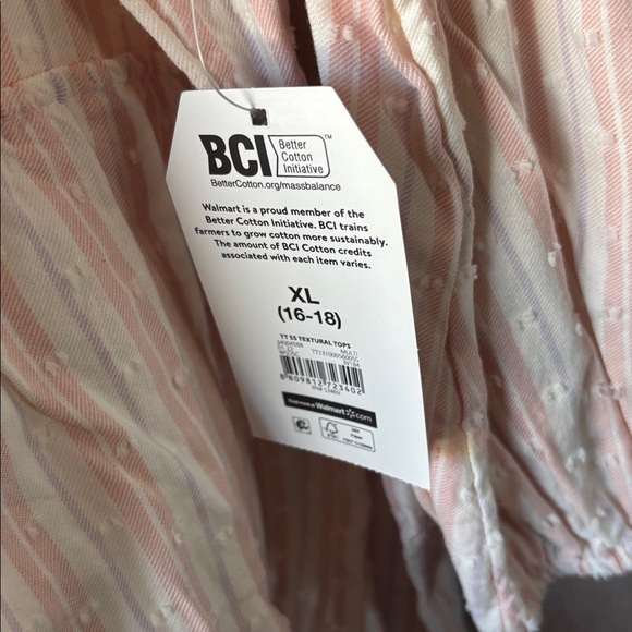 Time & tru Women's Pink Striped Top with Swiss dots xl nwt - Picture 2 of 5